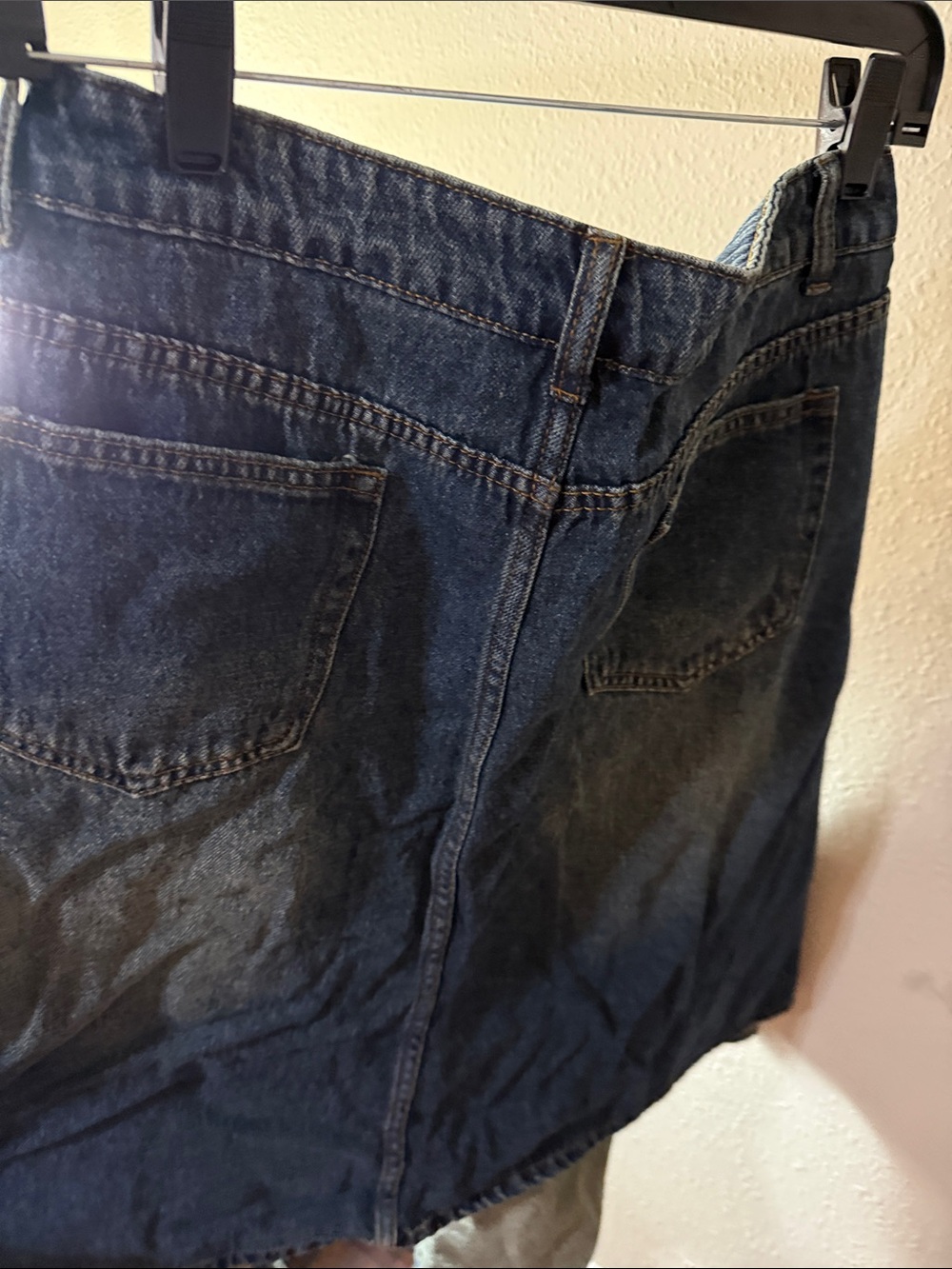 SHEIN Dark Blue Asymmetrical Denim Skirt with Front Cutout - Picture 15 of 16